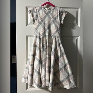 Girls pink and grey plaid dress